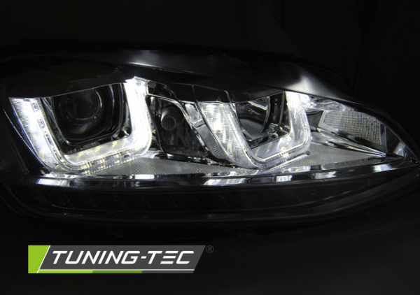 LED Tagfahrlicht Scheinwerfer für VW Golf 7 12-17 chrom mit dynamischem LED Blinker